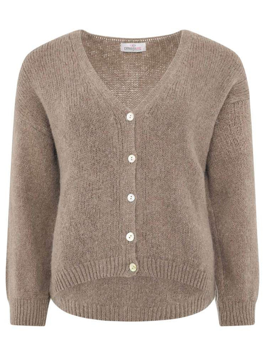 💕 Zwillingsherz Strickjacke kurz "Uni" Wolle Hellbraun