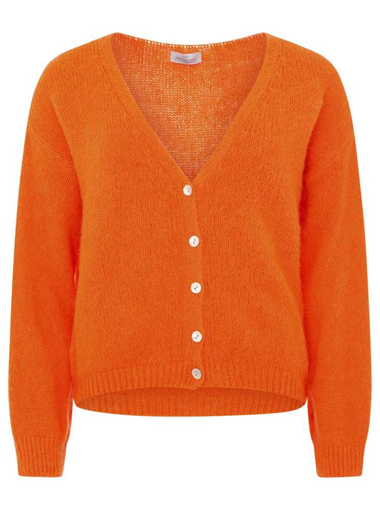 💕 Zwillingsherz Strickjacke kurz "Venedig" Wolle Neonorange