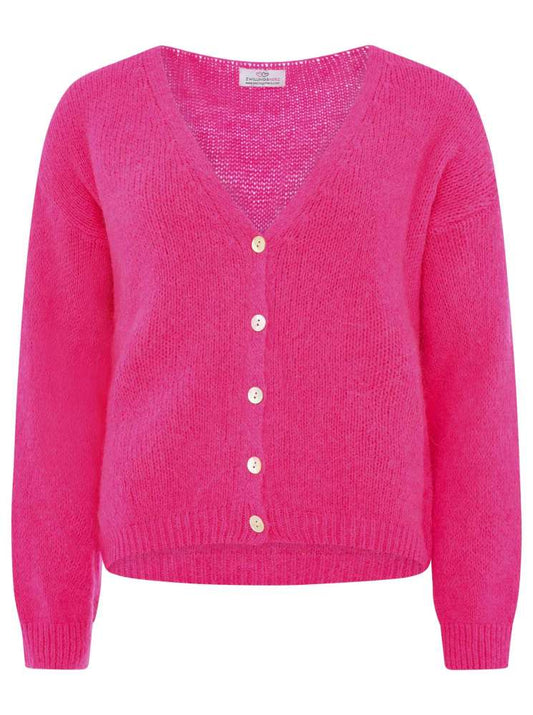 💕 Zwillingsherz Strickjacke kurz "Uni" Wolle Pink