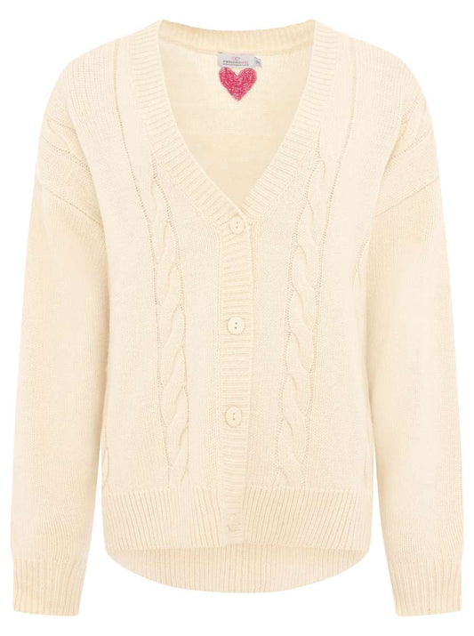 💕 Zwillingsherz Strickjacke Cardigan Zopfstrick "Herz" Wolle Beige