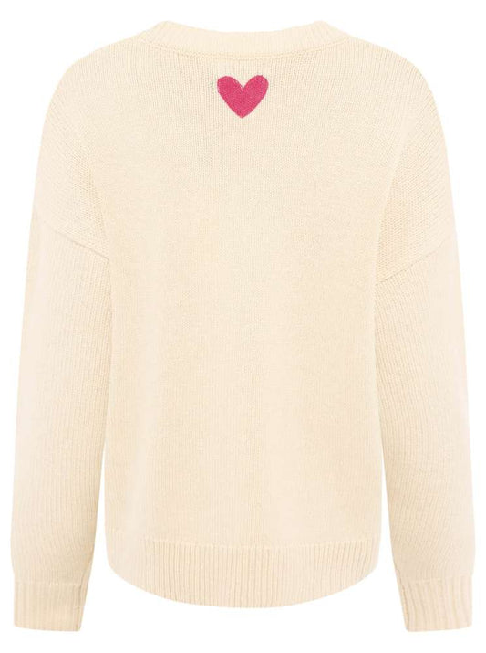 💕 Zwillingsherz Strickjacke Cardigan Zopfstrick "Herz" Wolle Beige