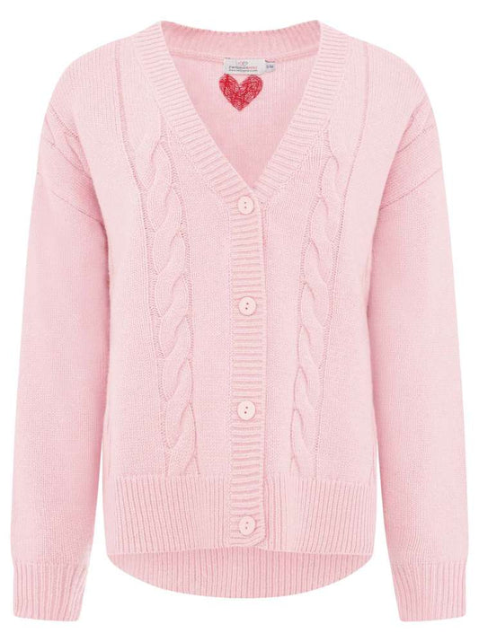 💕 Zwillingsherz Strickjacke Cardigan Zopfstrick "Herz" Wolle Rosa