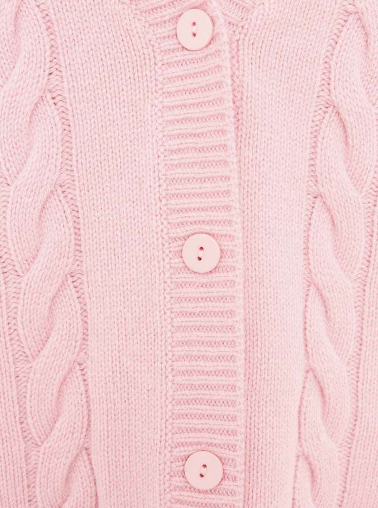 💕 Zwillingsherz Strickjacke Cardigan Zopfstrick "Herz" Wolle Rosa