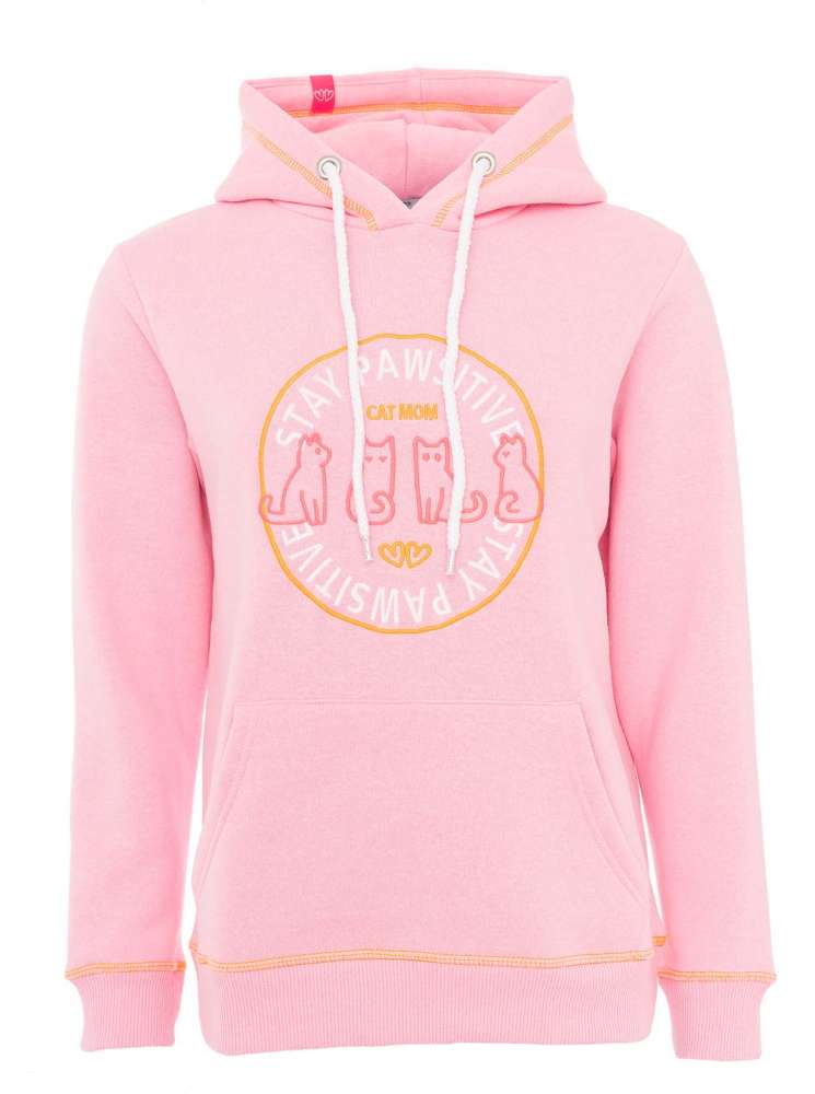 💕 Zwillingsherz Hoodie Sweatshirt "Cat Mom" Sweater Baumwolle Pink