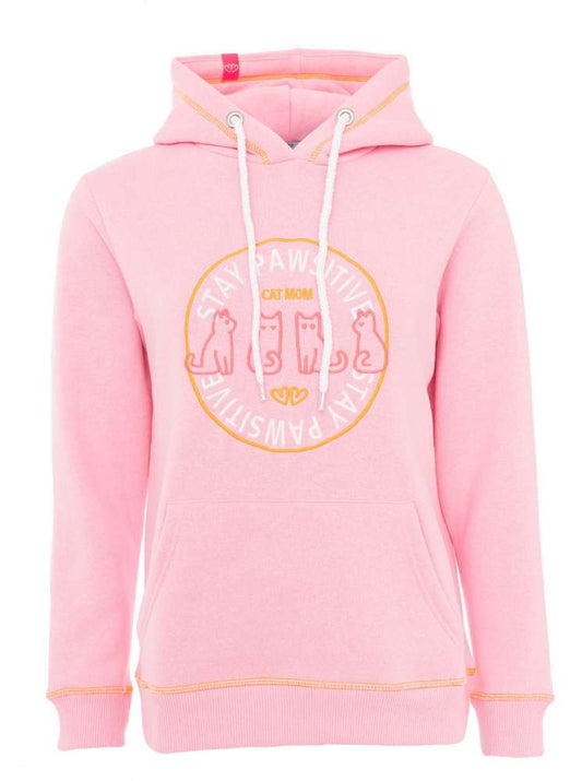 💕 Zwillingsherz Hoodie Sweatshirt "Cat Mom" Sweater Baumwolle Pink