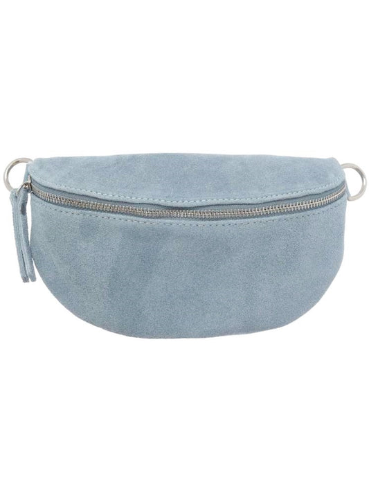 Crossbodybag Tasche Bauchtasche Wildleder "Wild" 100 % Leder Hellblau