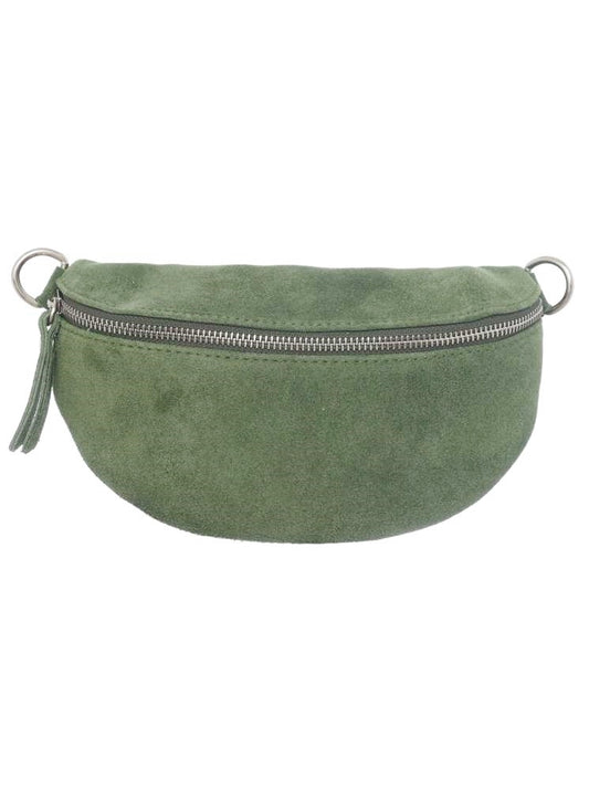 Crossbodybag Tasche Bauchtasche Wildleder "Wild" 100 % Leder Khaki