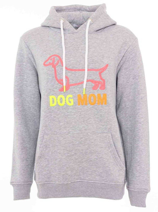 💕 Zwillingsherz Hoodie Sweatshirt "Dog Mom" Sweater Baumwolle Grau