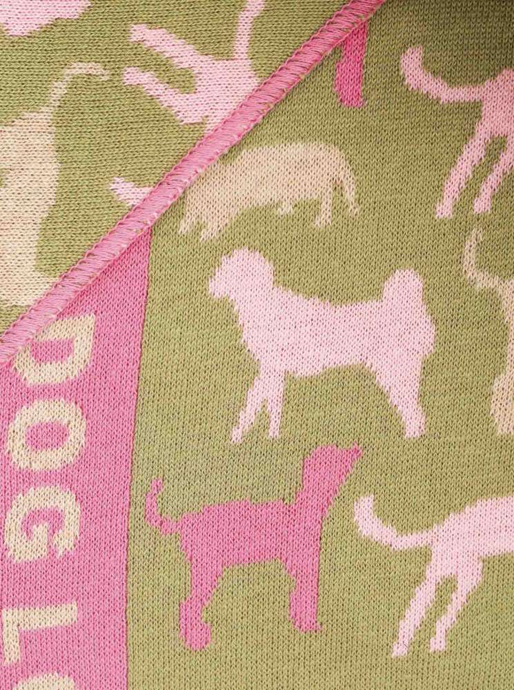 💕 Zwillingsherz Dreieckstuch "Dog Lover" Baumwolle Khaki PInk