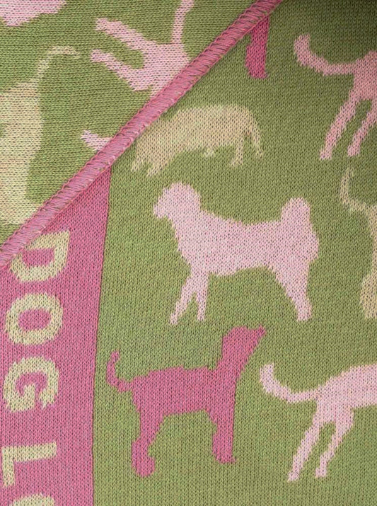 💕 Zwillingsherz Dreieckstuch "Dog Lover" Baumwolle Khaki PInk