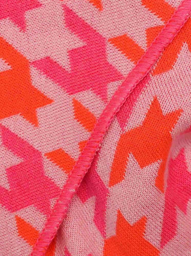 💕 Zwillingsherz Dreieckstuch "Cozy Hahnentritt" Baumwolle Pink Orange Grau
