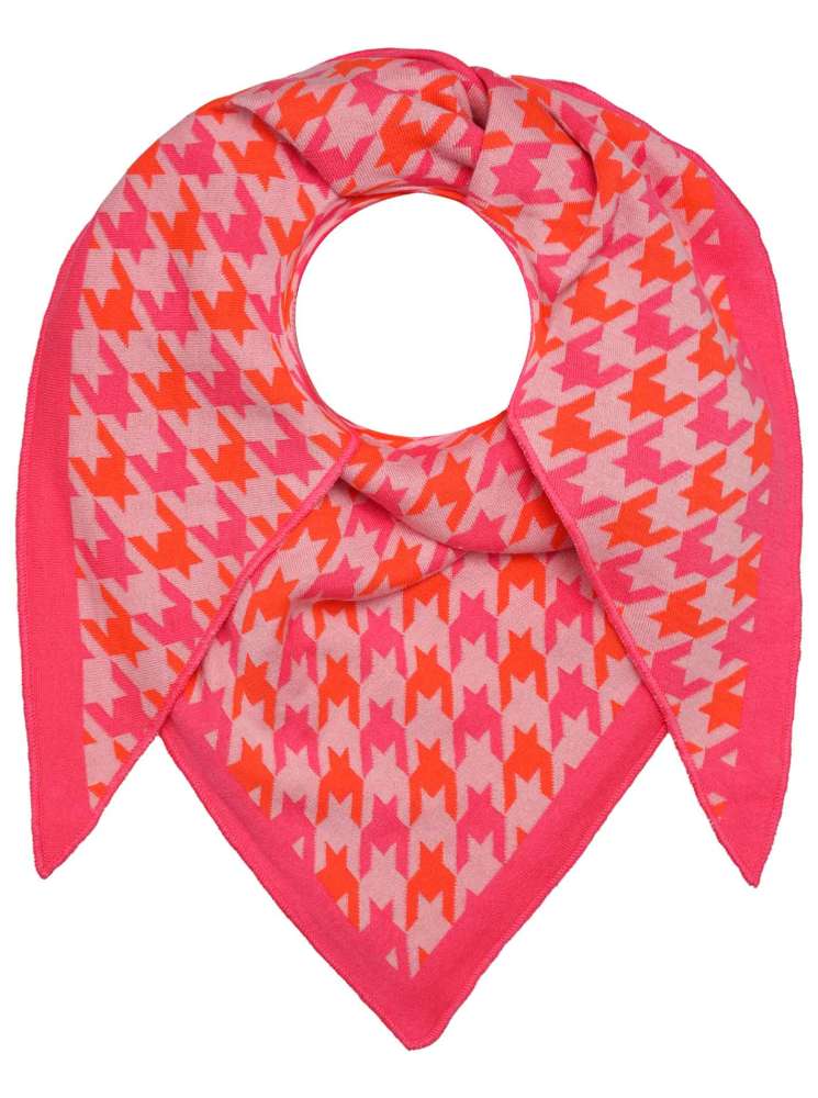 💕 Zwillingsherz Dreieckstuch "Cozy Hahnentritt" Baumwolle Pink Orange Grau