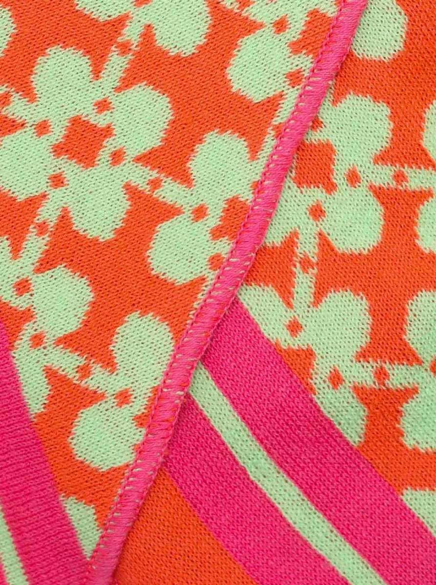 💕 Zwillingsherz Dreieckstuch "Flower Olé" Baumwolle Orange Grün Pink