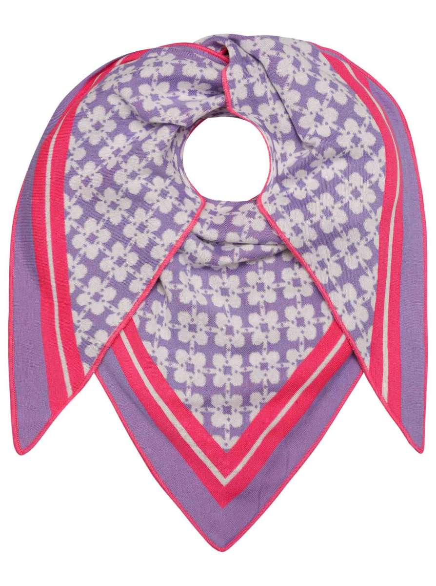 💕 Zwillingsherz Dreieckstuch "Flower Olé" Baumwolle Flieder