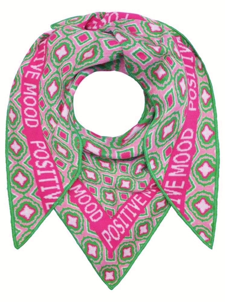 💕 Zwillingsherz Dreieckstuch "Positiv Mood" Baumwolle Pink Grün