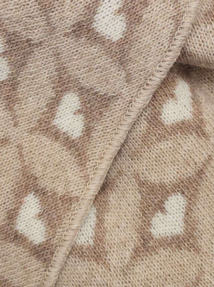 💕 Zwillingsherz Dreieckstuch "Raute Herz" Wolle Kaschmir Beige