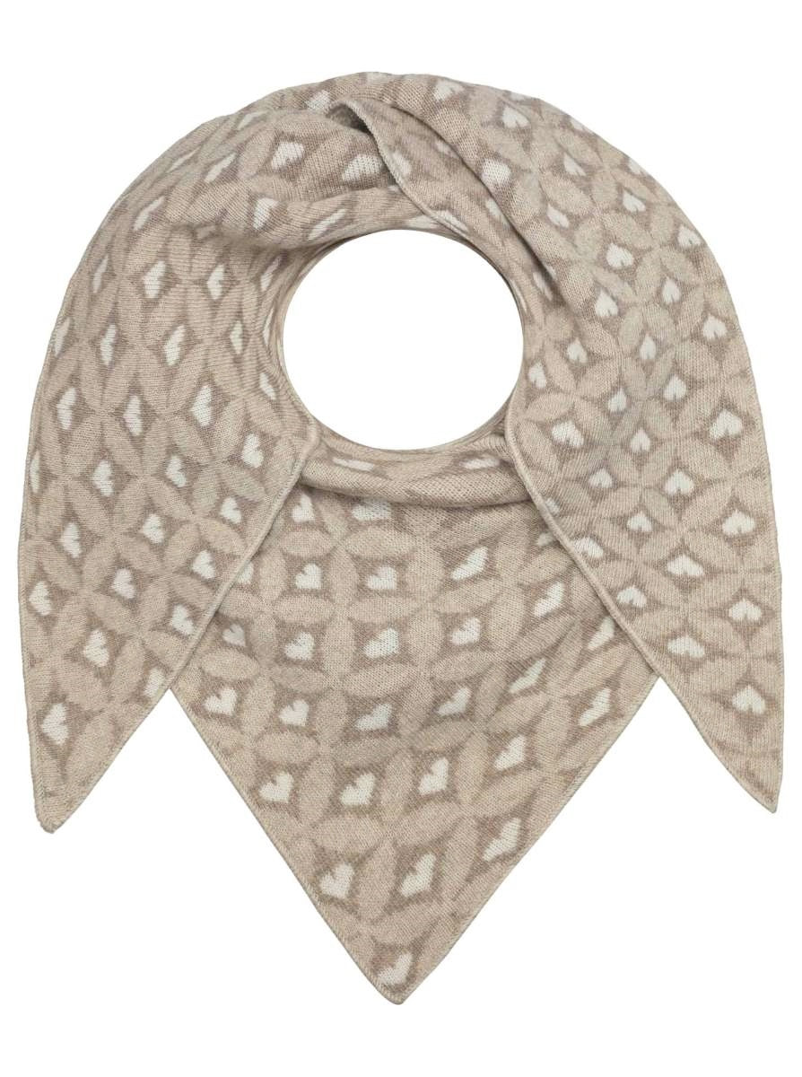 💕 Zwillingsherz Dreieckstuch "Raute Herz" Wolle Kaschmir Beige