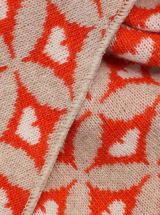 💕 Zwillingsherz Dreieckstuch "Raute Herz" Wolle Kaschmir Beige Rost