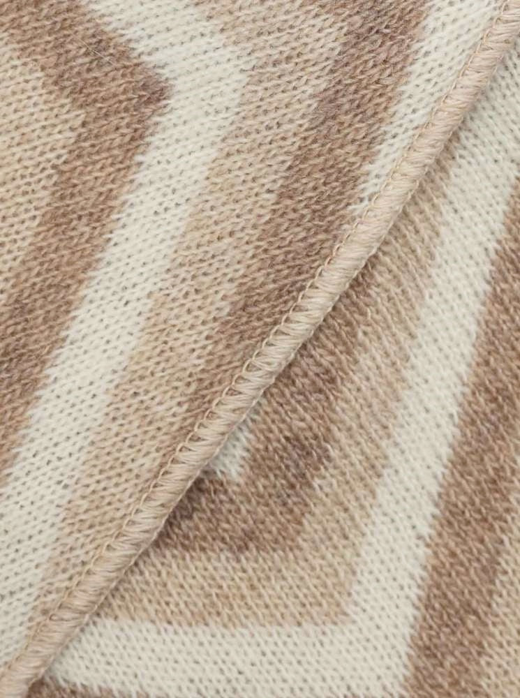 💕 Zwillingsherz Dreieckstuch "Zickzack Streifen" Wolle Kaschmir Beige