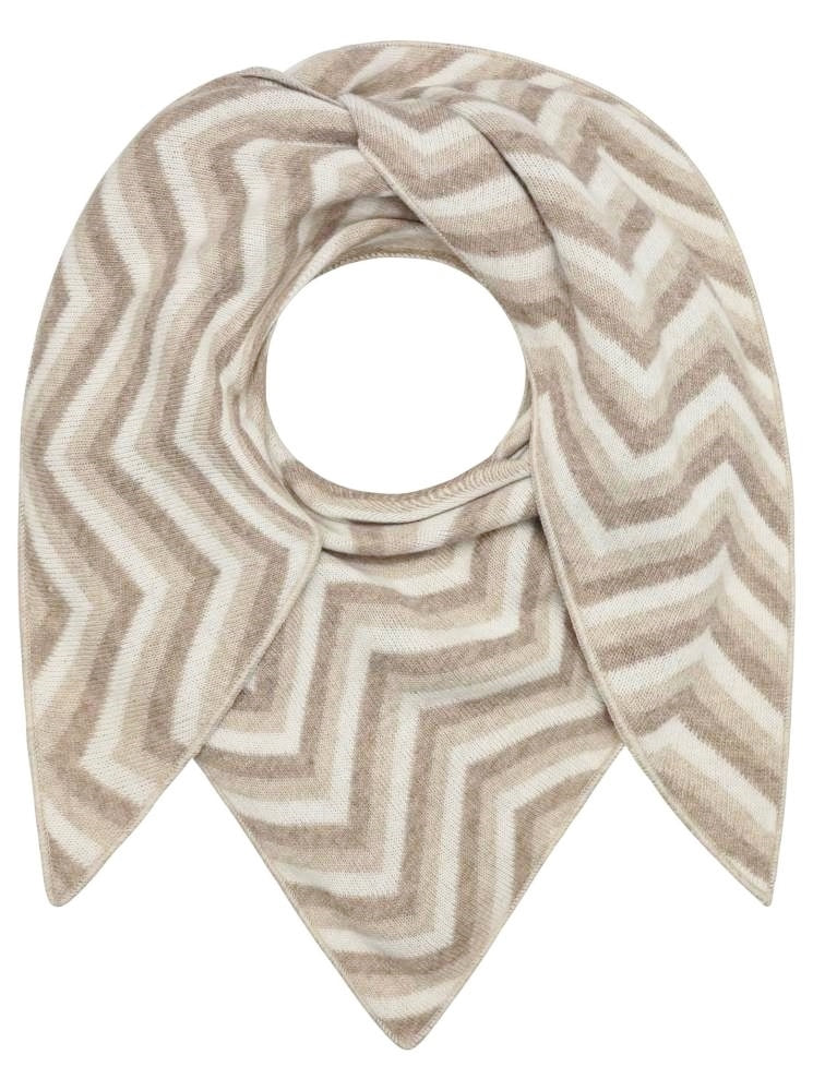 💕 Zwillingsherz Dreieckstuch "Zickzack Streifen" Wolle Kaschmir Beige
