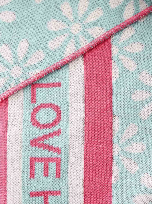 💕 Zwillingsherz Dreieckstuch "Flowers of Happiness" Baumwolle Türkis Pink