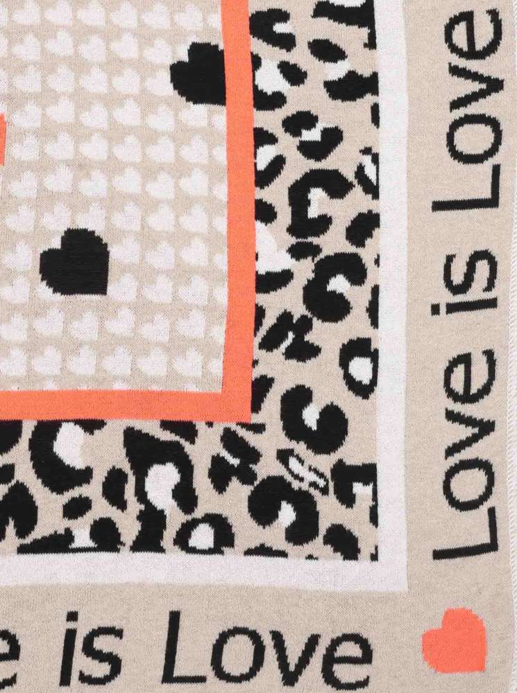 💕 Zwillingsherz Dreieckstuch "Love is love" Baumwolle Hellbeige Orange