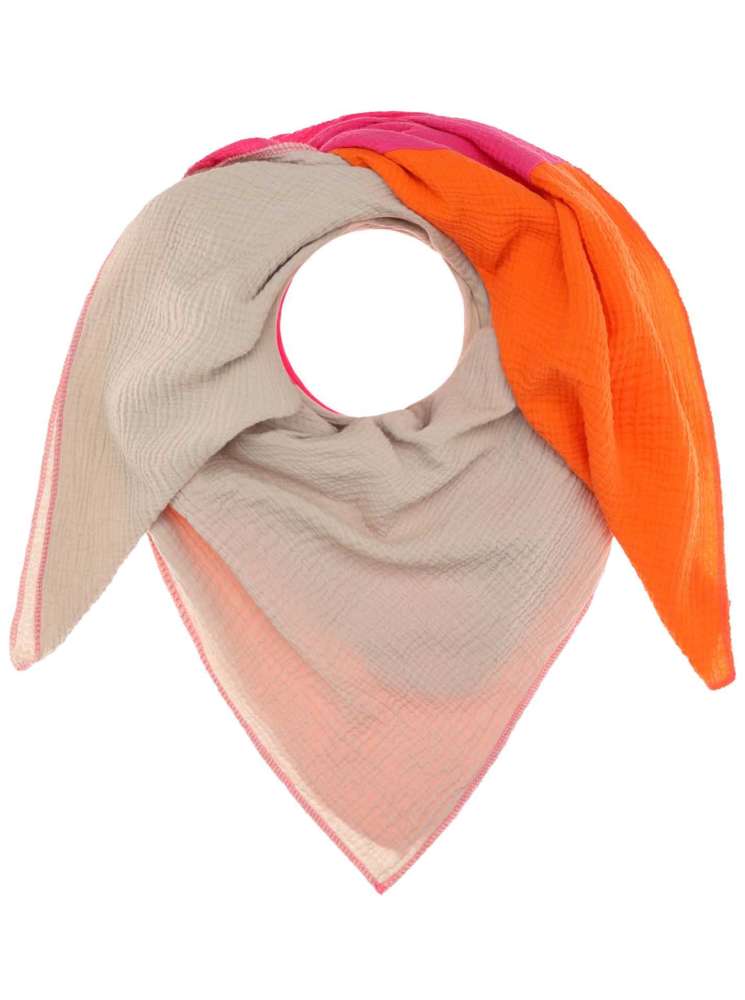 💕 Zwillingsherz Dreieckstuch "Nikita" Musselin Viereck Pink Orange Beige