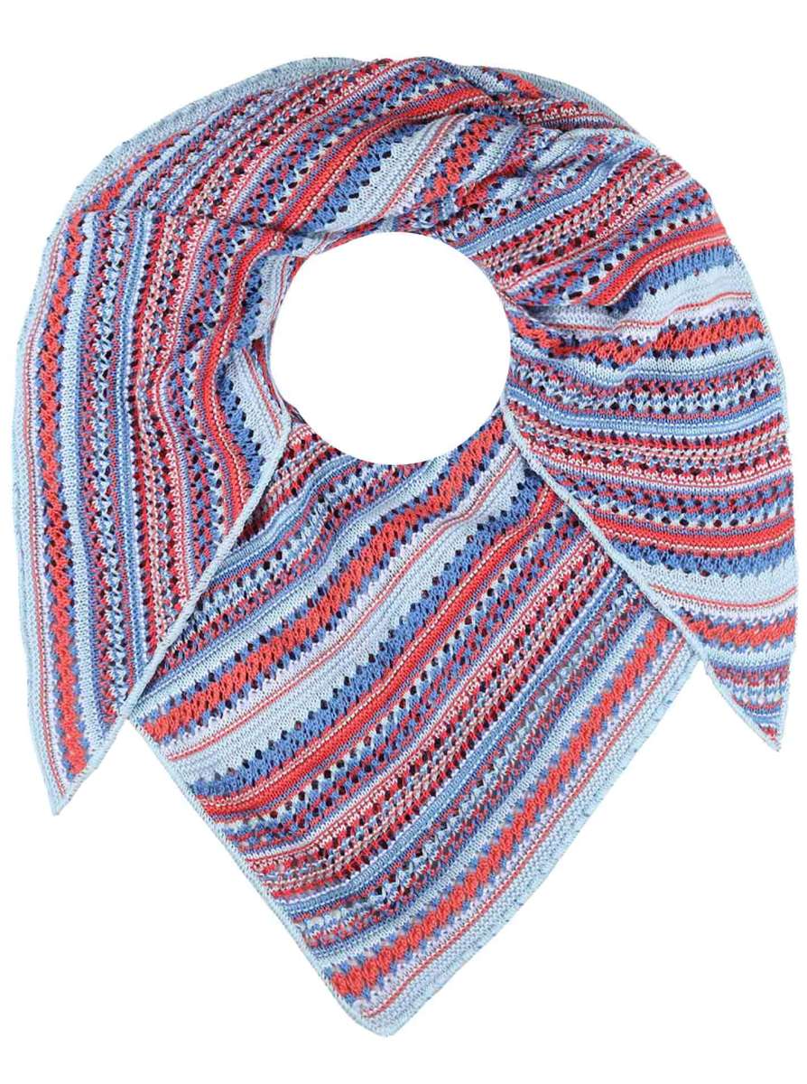 💕 Zwillingsherz Dreieckstuch "Hippie" Häkeloptik Blau Rot