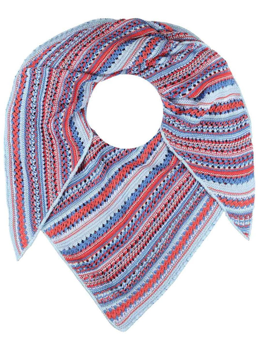 💕 Zwillingsherz Dreieckstuch "Hippie" Häkeloptik Blau Rot