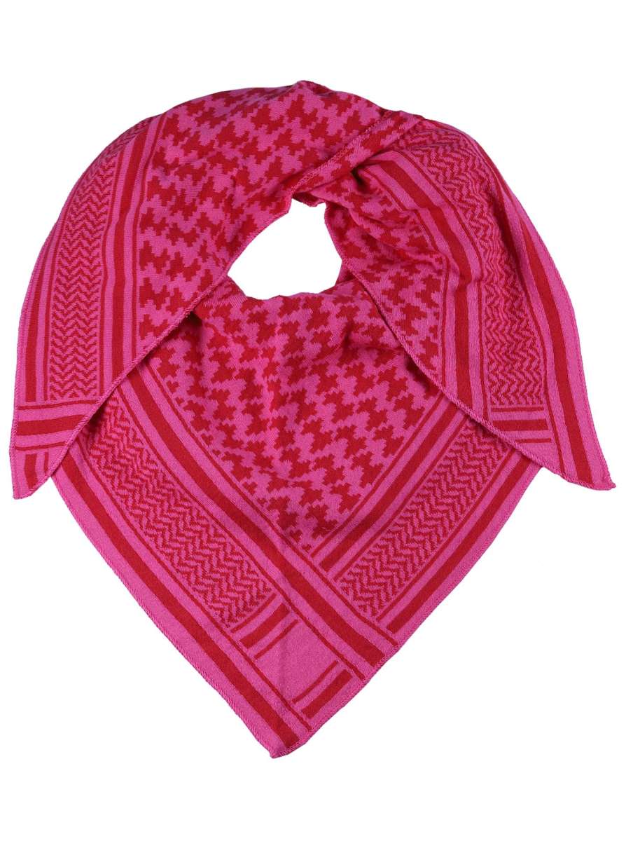 💕 Zwillingsherz Dreieckstuch "Classic Cozy" Pali-Muster Baumwolle Pink