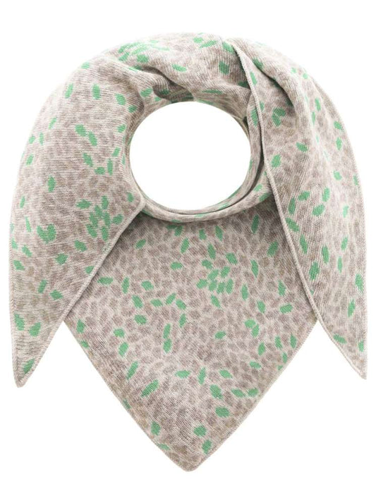 💕 Zwillingsherz Dreieckstuch "Blatt an Blatt" Wolle Kaschmir Beige Grün