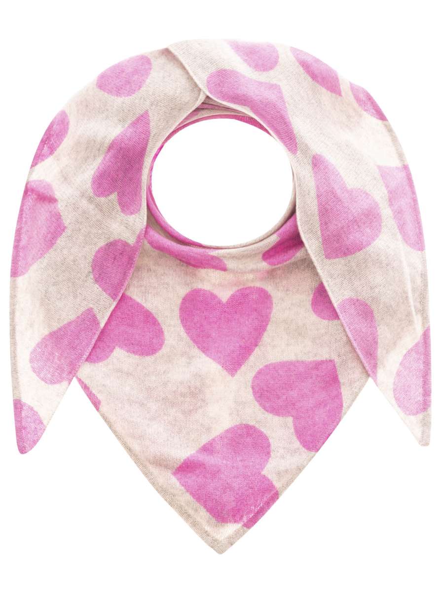 💕 Zwillingsherz Dreieckstuch 100 % Kaschmir "Herzen" Hellgrau