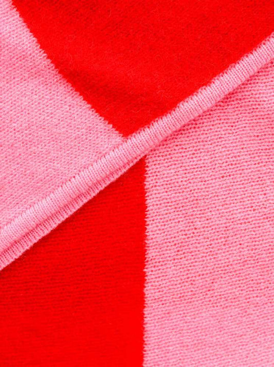 💕 Zwillingsherz Dreieckstuch "Blockstreifen" 100 % Cashmere Kaschmir Rot Bubblegum