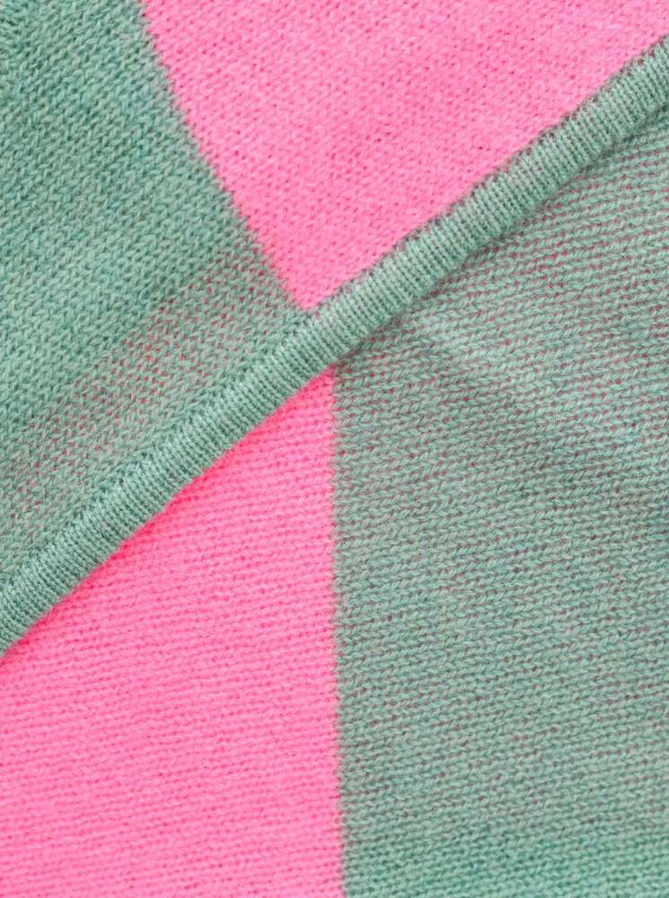 💕 Zwillingsherz Dreieckstuch "Blockstreifen" 100 % Cashmere Kaschmir Salbei Bubblegum