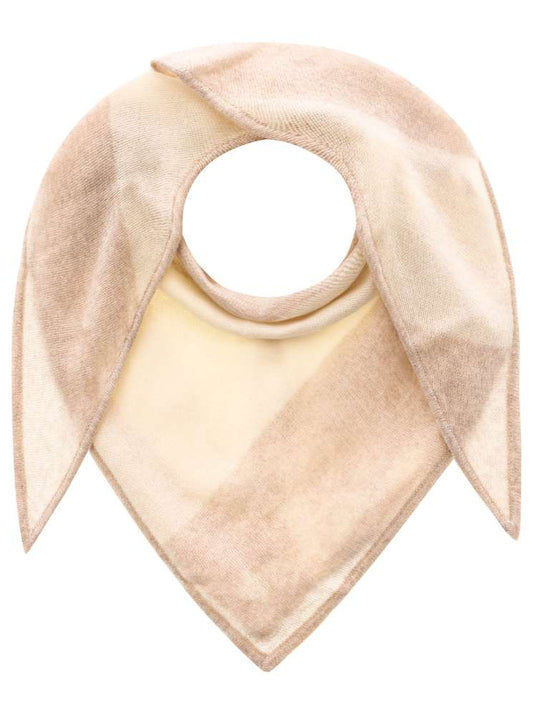 💕 Zwillingsherz Dreieckstuch "Blockstreifen" 100 % Cashmere Kaschmir Hellbeige Weiß