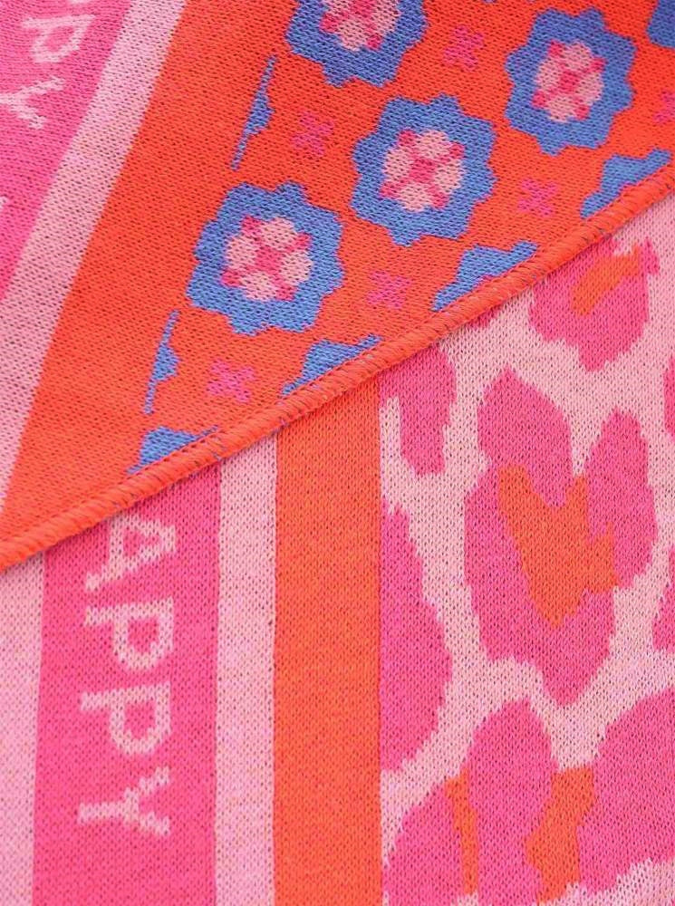 💕 Zwillingsherz Dreieckstuch "Happy Leo" Baumwolle Pink Orange Blau