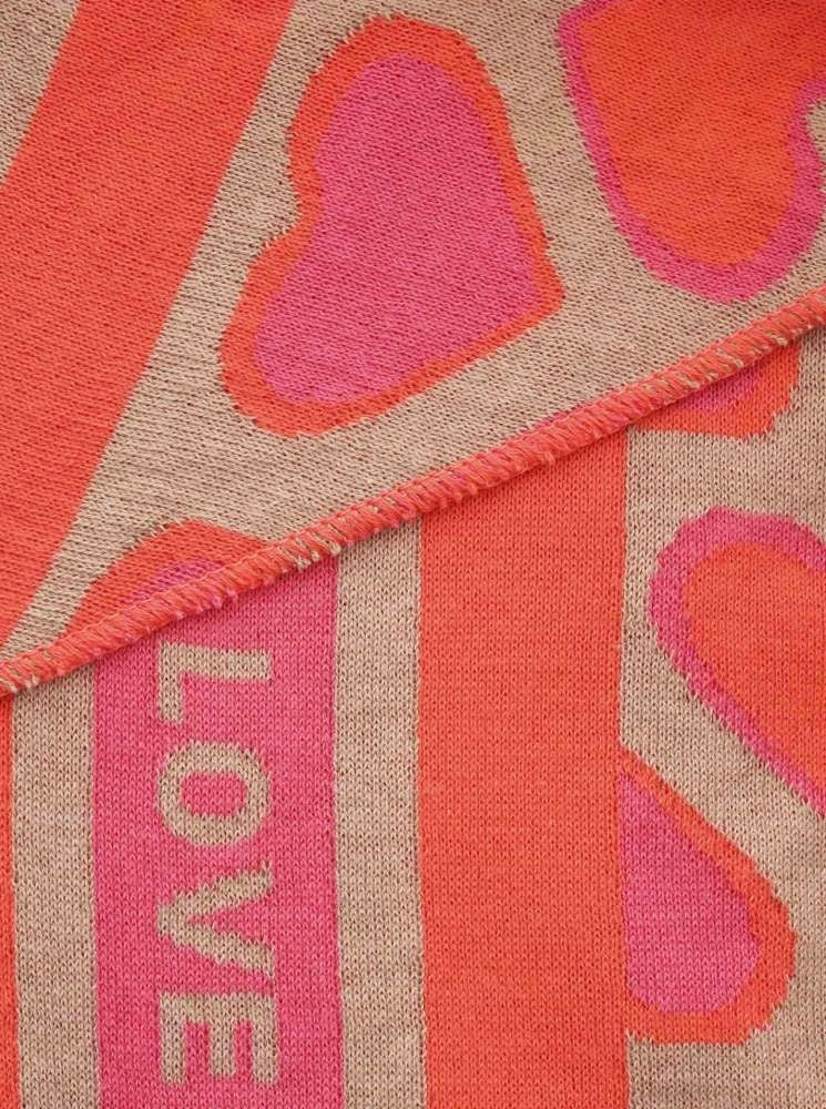 💕 Zwillingsherz Dreieckstuch "Herz Liebe" Baumwolle Beige Pink Orange
