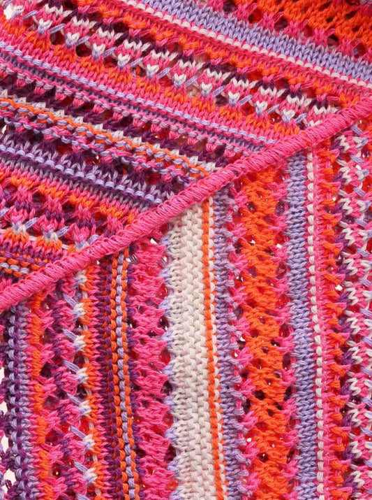 💕 Zwillingsherz Dreieckstuch "Hippie" Häkeloptik Flieder Orange