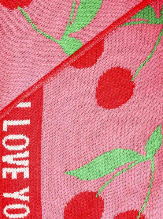 💕 Zwillingsherz Dreieckstuch "Kirsche" Baumwolle Pink Rot