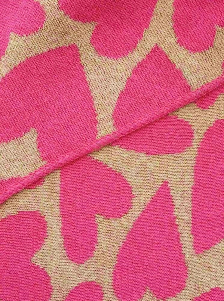 💕 Zwillingsherz Dreieckstuch "Wildes Herz" Baumwolle Beige Pink