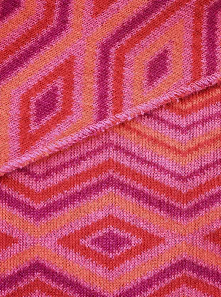 💕 Zwillingsherz Dreieckstuch "Zick Zack Rauten" Baumwolle Pink Orange Beere