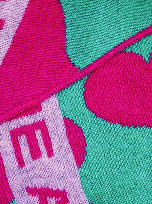 💕 Zwillingsherz Dreieckstuch "Herz an Herz" Wolle Kaschmir PInk Grün