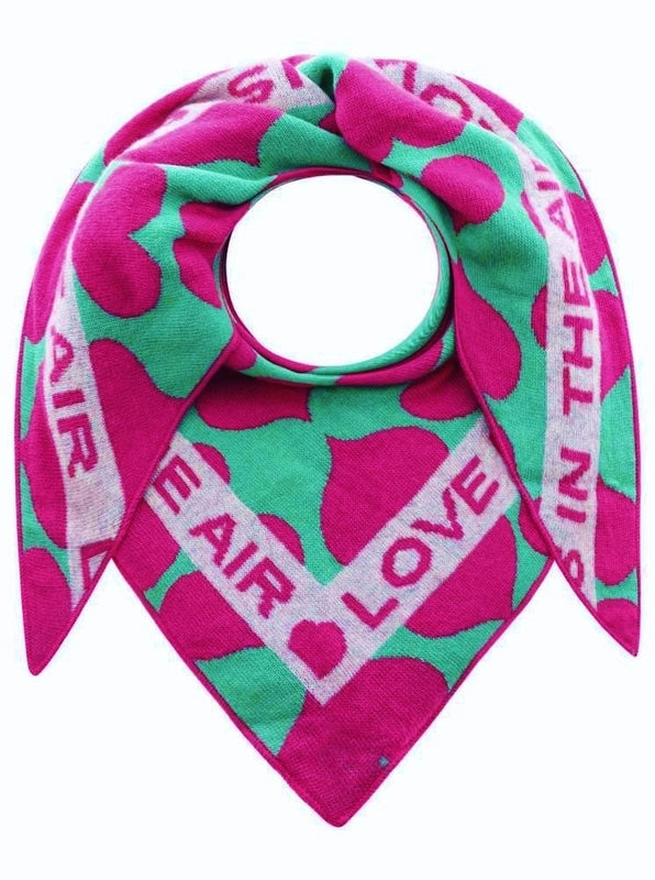 💕 Zwillingsherz Dreieckstuch "Herz an Herz" Wolle Kaschmir PInk Grün