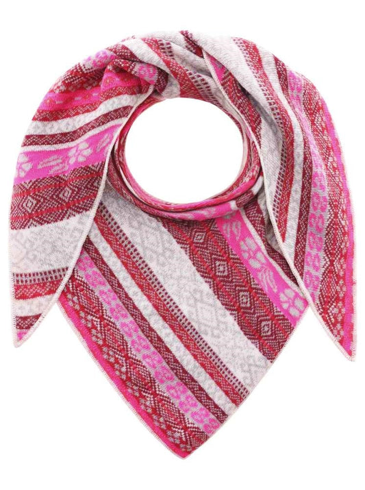 💕 Zwillingsherz Dreieckstuch "Oslo" Norwegermuster Wolle Kaschmir Rot Pink