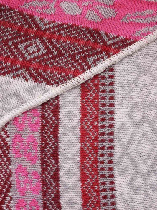 💕 Zwillingsherz Dreieckstuch "Oslo" Norwegermuster Wolle Kaschmir Rot Pink