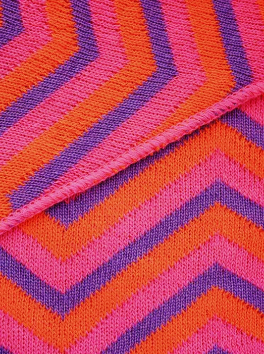 💕 Zwillingsherz Dreieckstuch "ZickZack Streifen" Wolle Kaschmir Flieder Orange Pink