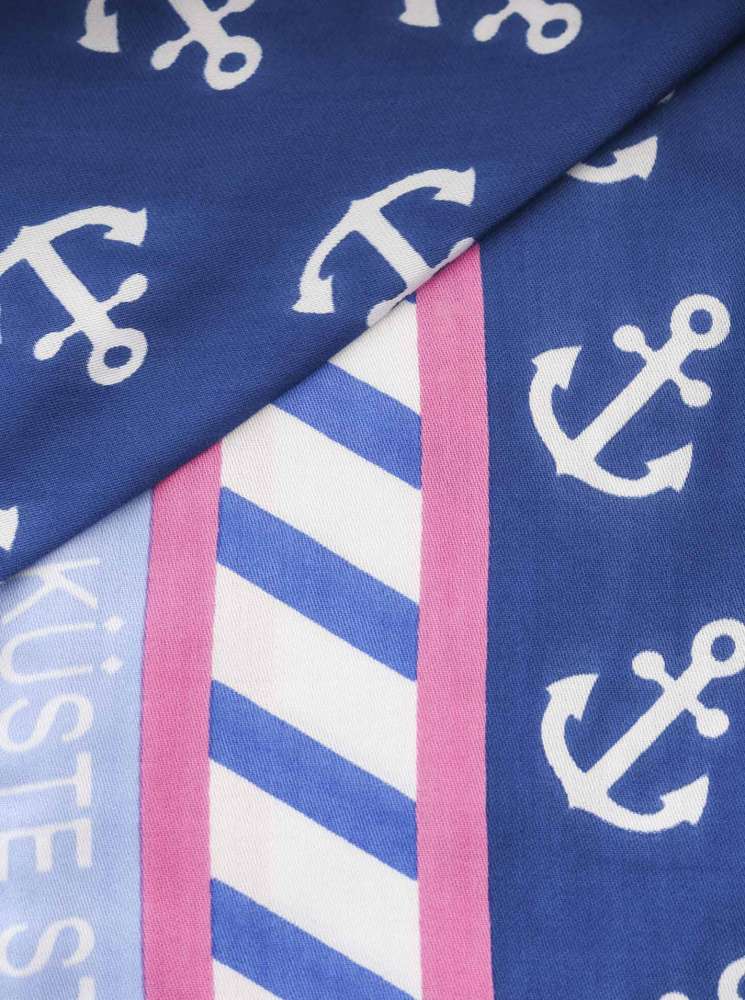 💕 Zwillingsherz Dreieckstuch "Anker Küste Strand Meer" Bambus nachhaltig organic Blau Pink