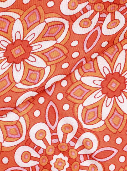 💕 Zwillingsherz Dreieckstuch "Blumen Mandala" Bambus Orange