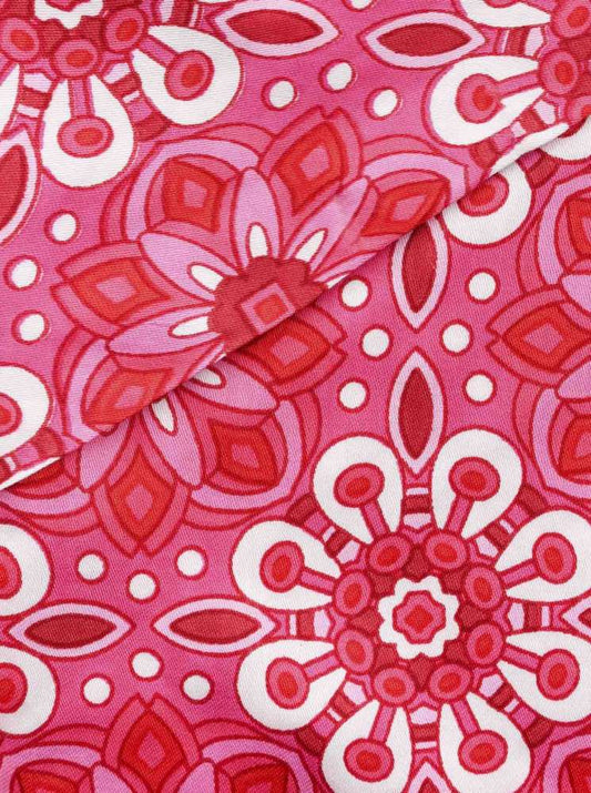 💕 Zwillingsherz Dreieckstuch "Blumen Mandala" Bambus Pink