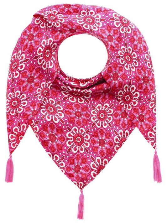 💕 Zwillingsherz Dreieckstuch "Blumen Mandala" Bambus Pink